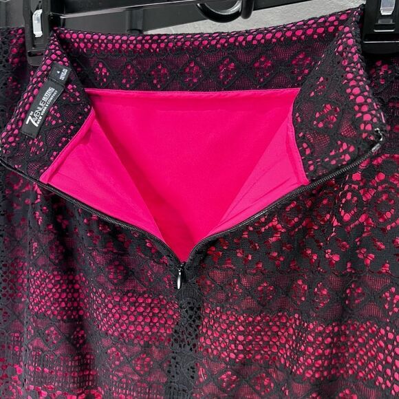 New York and Company 7th Avenue Pink and black lace pencil skirt Size 4 - Picture 7 of 14